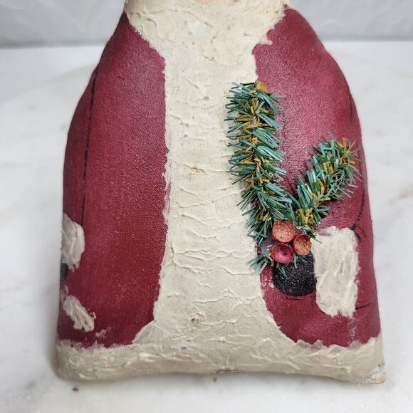 Vintage Santa Claus Sack Red Hand Made Stuffed Christmas Decor Signed 1989 - Picture 3 of 13